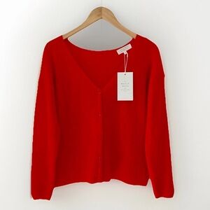 NWT ♥️ Sezane Gaspard Cardigan Women's Red Mohair Sweater Size S